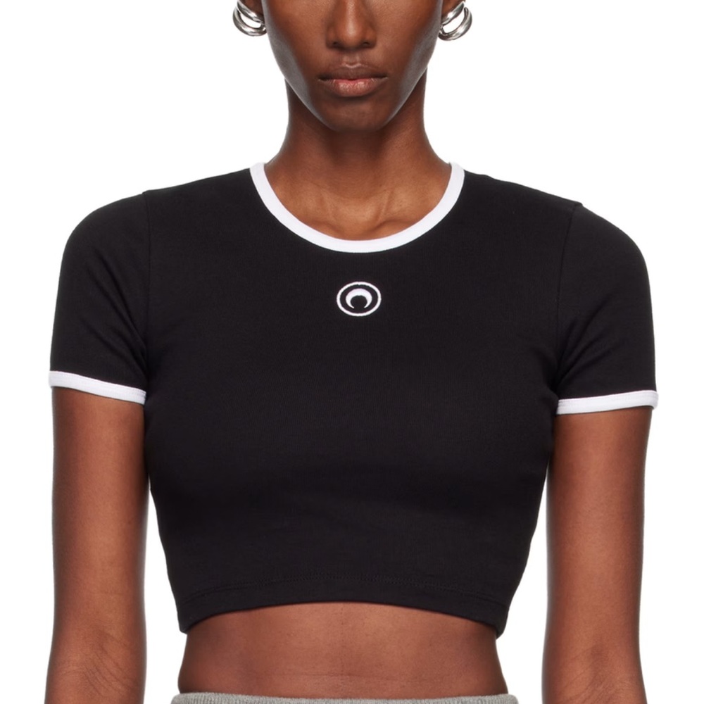 Marine Serre Black and White Crop Top